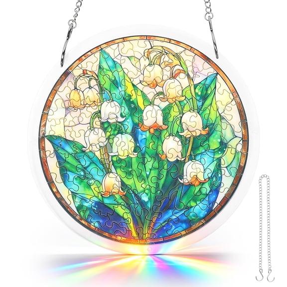 Acrylic Puzzle Suncatcher Window Hanging Decor DIY Sun Catcher Puzzle Ornament Kit with Chain for Window Door Balcony Wall