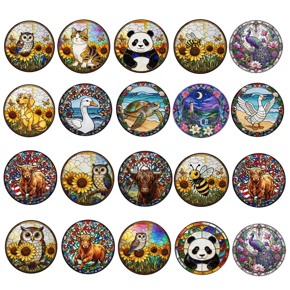 Acrylic Puzzle Suncatcher Window Hanging Ornament Round Stained Glass ...