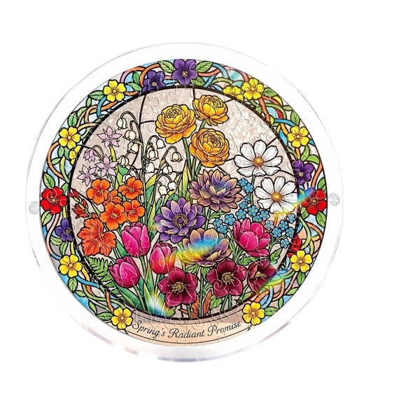 Acrylic Puzzle Suncatcher Window Hanging Ornament, Stained Glass Style Decor for Home Living Room, DIY Jigsaw Light Catcher Rainbow Maker Home Accent