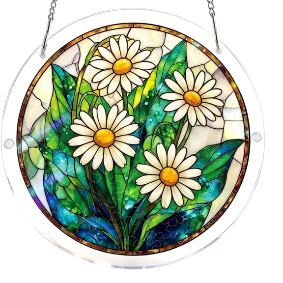 Acrylic Puzzle Suncatcher Window Hanging – Stained Glass Effect Light Catcher, DIY Display, Home & Garden Decor, Birthday Gift for Adults (7.87x7.87 Inch)