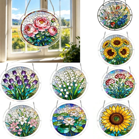 Acrylic Puzzle Window Hanging Decor, Transparent Stained Glass Style Wall Ornament, Light Catching Suncatcher Art Decoration, Scratch Resistant Hanging Pendant for Home, Balcony