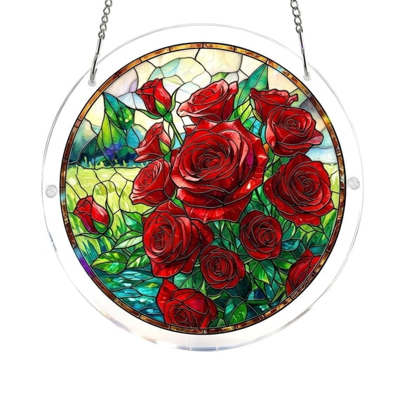 Acrylic Puzzles Floral Suncatcher Window Hanging, 83 Pieces 7.5 Inch Sun Catcher Puzzles Garden Decoration for Women Men Mom Birthday Gift Home Decor