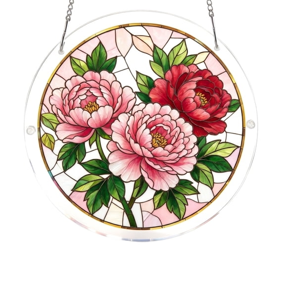 Acrylic Puzzles Suncatcher, 83 Pieces 7.87In Peony Floral Window Hanging, DIY Acrylic Puzzle Kit, Home Decor Gift