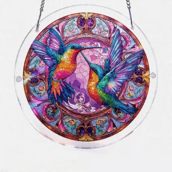 Acrylic Puzzles Suncatcher Window Hanging, 7.4 Inch Animals Sun Catcher Acrylic Puzzles Garden Decoration for Women Men Mom Birthday Gift Home Decor (Hummingbird)