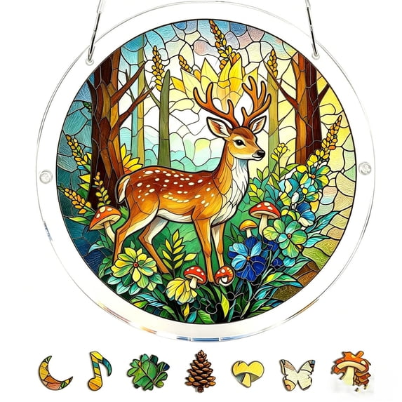 Acrylic Puzzles Suncatcher Window Hanging 7.4 Inch Catcher Puzzle Garden Decoration For Women Men Mom Birthday Gift Home Decor