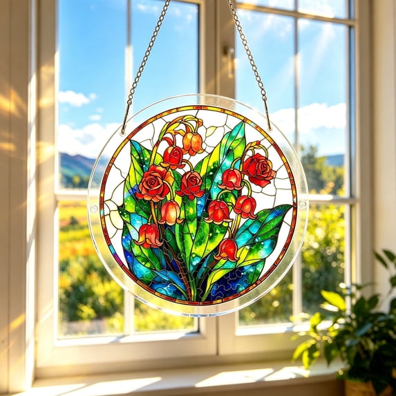 Acrylic Puzzles Suncatcher Window Hanging, 7.4 Inch DIY Stained Glass Sun Catcher Kit, Garden Home Decor Birthday Gift for Mom Women