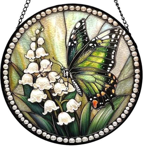 Acrylic Puzzles Suncatcher Window Hanging, 7.4" Sun Catcher Stained Glass Acrylic Puzzle Decoration Indoor Outdoor Wall Door Yard Tree Balcony Bedroom (Butterfly)