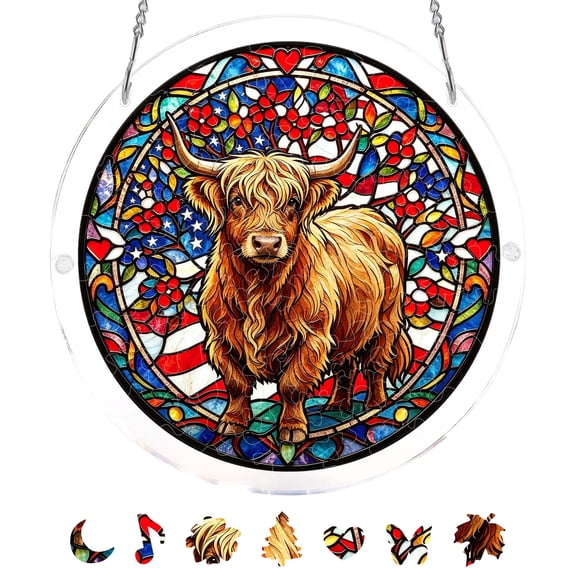 Acrylic Puzzles Suncatcher Window Hanging 83 Pieces Stained Glass Puzzle Craft Kit, DIY Sun Catcher for Window Decor with Suction Cups, Home Art Project Gift for Women Mom Wife Grandma Birthday