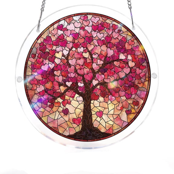 Acrylic Puzzles Suncatcher Window Hanging, 83 Pieces Sun Catcher Stained Glass Acrylic Puzzles Garden Decoration, Unique Branches of Love Acrylic Puzzle Kit for Women Men Mom Birthday Gift,7.4"