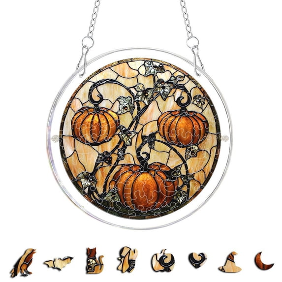 Acrylic Puzzles Suncatcher for Window Hanging, 83 Pieces Sun Catcher Stained Glass Window Hanging Halloween Decoration for Outdoor Indoor Home Party Gift