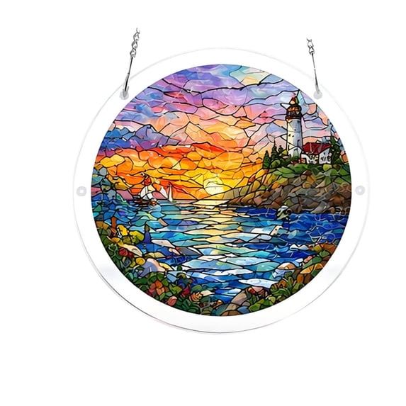Acrylic Puzzles Suncatcher Window Hanging, Natural Scenery & Emerald Flame Hummingbird Pattern Jigsaw Sun Catchers Garden Decoration Home Decor 83 Pieces 7.4 Inch