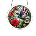 thumbnail image 1 of Acrylic Puzzles Suncatcher Window Hanging, Natural Scenery & Emerald Flame Hummingbird Pattern Jigsaw Sun Catchers Garden Decoration Home Decor 83 Pieces 7.4 Inch, 1 of 8
