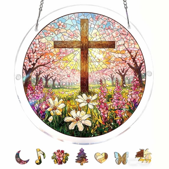 Acrylic Puzzles Suncatcher Window Hanging, Sun Catcher Acrylic Puzzles Garden Decoration for Women Men Mom Birthday Gift Home Decor