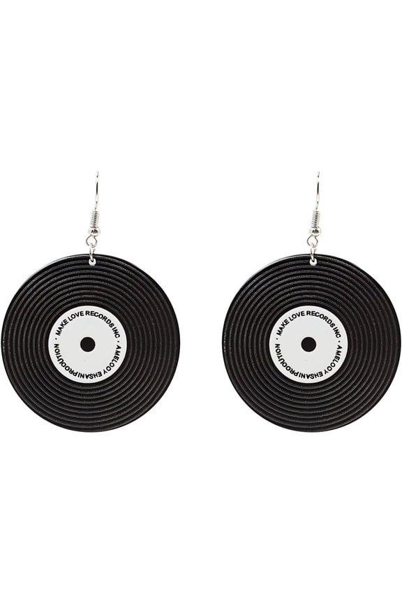 Acrylic Quality Vinyl Record Earrings Cute Black Clear Circular Pendant Jewelry for Women 50s Party Disc Accessories Statement Gifts[z571]