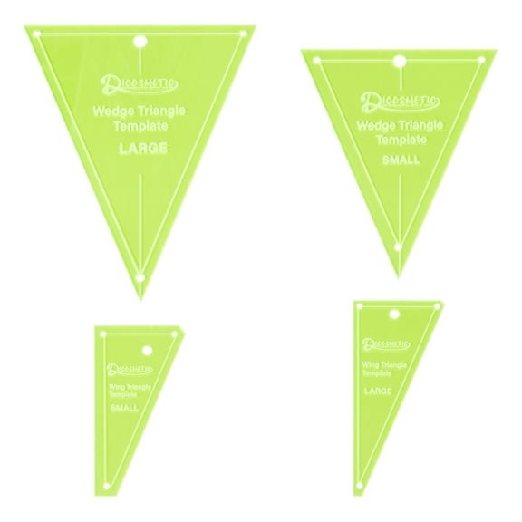 Acrylic Quilting Template Cutting Guide Sewing Tools Green Yellow Triangle 150~248x78~210x2.7~2.8mm Hole: 5~12mm