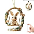 thumbnail image 1 of Acrylic Rabbit Ornament With Floral Design For Car Mirror Or Home Decor Hanging Decoration, 1 of 8