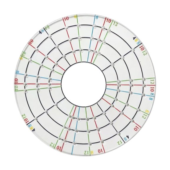 Acrylic Radial Layout Stencil 12cm Round Guide with Center Hole, Printed Guide Lines, and Even Planning References for Pottery Drafting and Geometric Design