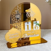 Acrylic Ramadan Countdown Calendar 2026, Gold Eid Mubarak 30 Day Advent Calendar, Ramadans Decorations for Home, Indoor Islamic Table Stand Fireplace Office Desk Decor A