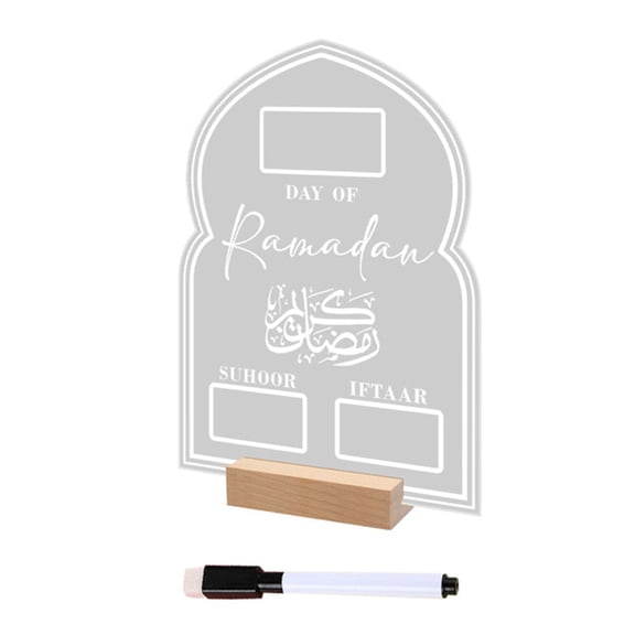 Acrylic Ramadan Countdown Calendar Board With Wooden Base Table Ornament Gifts