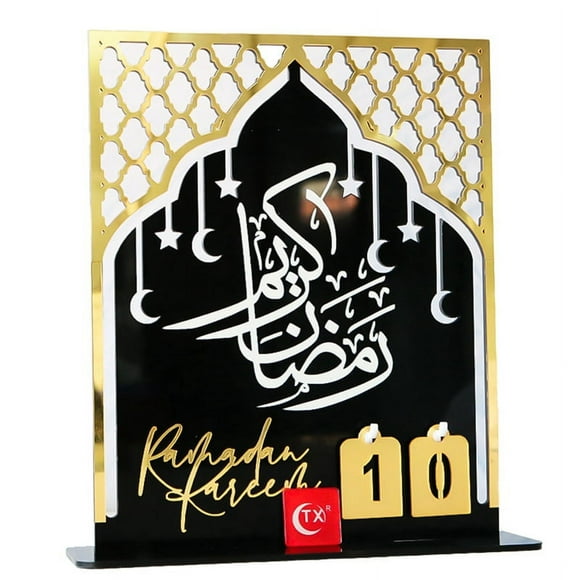 Acrylic Ramadan Countdown Calendar Day of Advent-Calendar Eid Mubarak Count Down Desk Calendars, Black