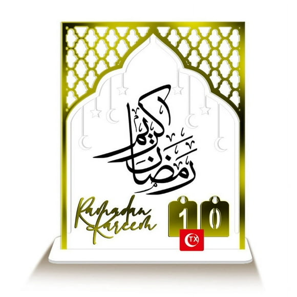 Acrylic Ramadan Countdown Calendar Day of Advent-Calendar Eid Mubarak Count Down Desk Calendars, White