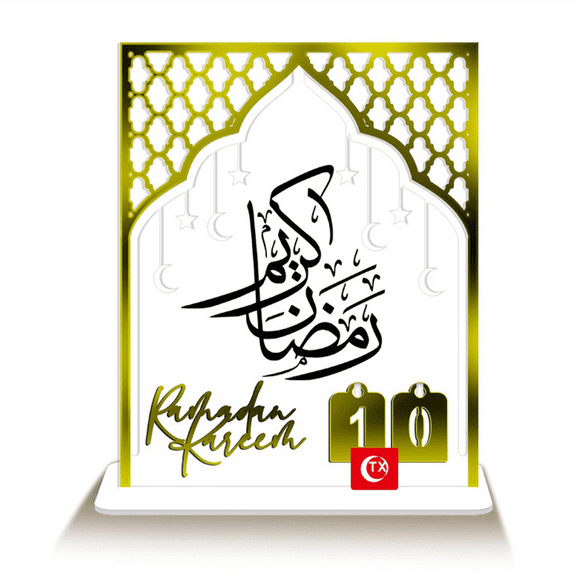 Acrylic Ramadan Countdown Calendar Day of Advent-Calendar Eid Mubarak Count Down Desk Calendars, White