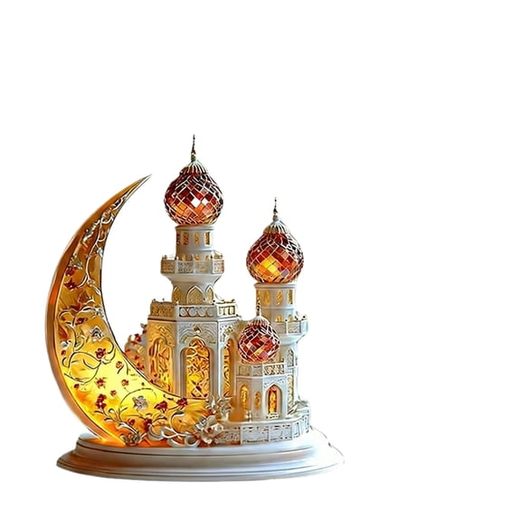 Acrylic Ramadan Moon Lantern Ornament Elegant Crescent Star Decorative Display for Home Iftar Table