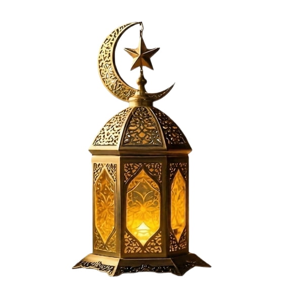 Acrylic Ramadan Moon Lantern Ornament Elegant Crescent Star Decorative Display for Home Iftar Table