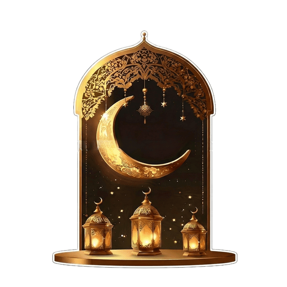 Acrylic Ramadan Moon Lantern Ornament Elegant Crescent Star Decorative Display for Home Iftar Table