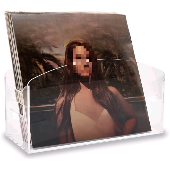 Acrylic Record Holder - Modern Vinyl Record Storage Box, LP Record Organizer, Clear Lucite Record Case with Handles, Album Record Display Bin, Holds up to 35-45 Records$$