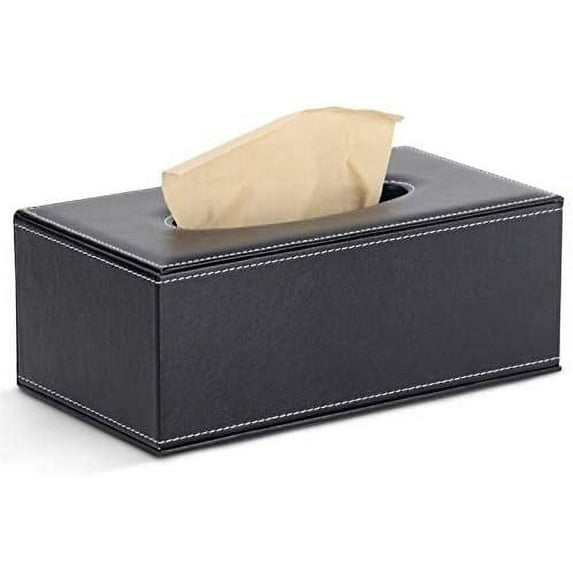 Acrylic Rectangular PU Leather Tissue Box Cover Holder,Modern Square Facial Tissue Holder Case Dispenser for Home and Car Decoration