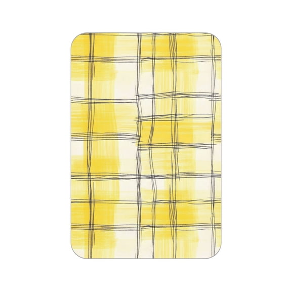 Acrylic Refrigerator Stick 3.5×2.5in Rectangular Anti-Tear Wear Or Fracture Can Be Used For A Long Time To Stick Soft Magnetic Back Lightyellow Checked Hand-Drawn Sketch_2