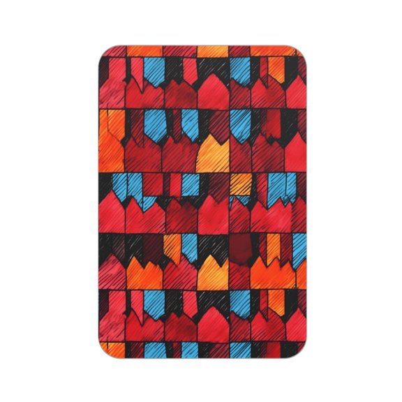 Acrylic Refrigerator Stick 3.52.5in Rectangular Anti-Tear Wear Or Fracture Can Be Used For A Long Time To Stick Soft Magnetic Back Red Colorful Houndstooth Hand-Drawn Sketch_1