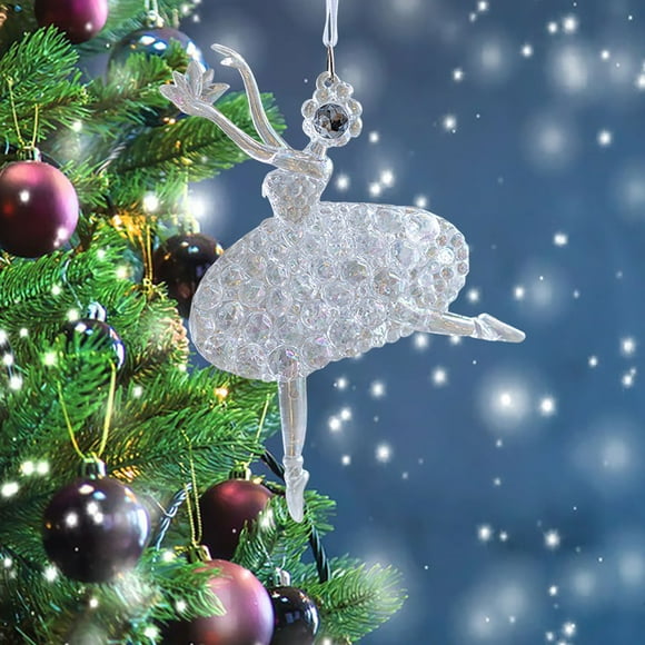 Acrylic Reindeer Ornaments for Christmas Tree Crystal Nutcracker Dancing Hanging Figurine Ornament - Snowflake Decorations Pendants Christmas Mood Scene Decoration