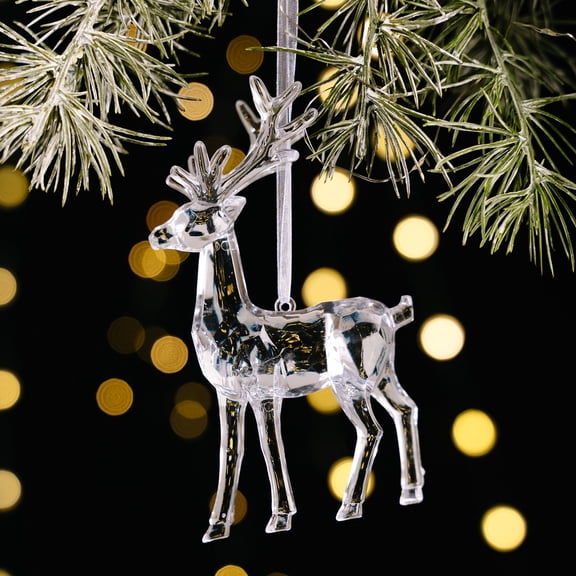 Acrylic Reindeer Ornaments for Christmas Tree Crystal Hanging Figurine Ornament Decorative Deer Ornaments for Home Xmas Tree Party Supplies