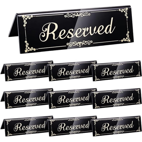 Acrylic Reserved Table Signs Tent Signs for Restaurant Bar Black 46x150x33mm Acrylic