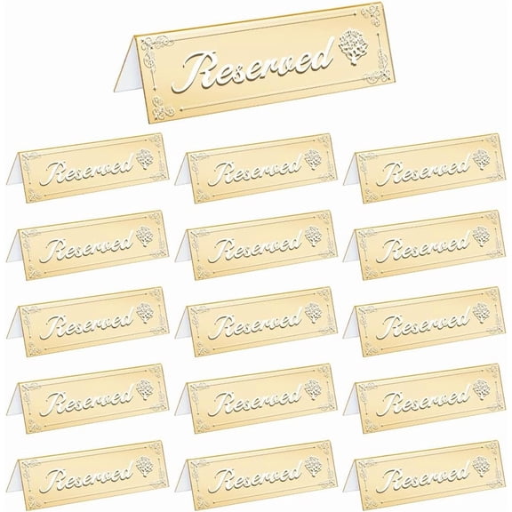 Acrylic Reserved Table Signs Tent Signs for Restaurant Bar Gold 47x145x42mm for DIY
