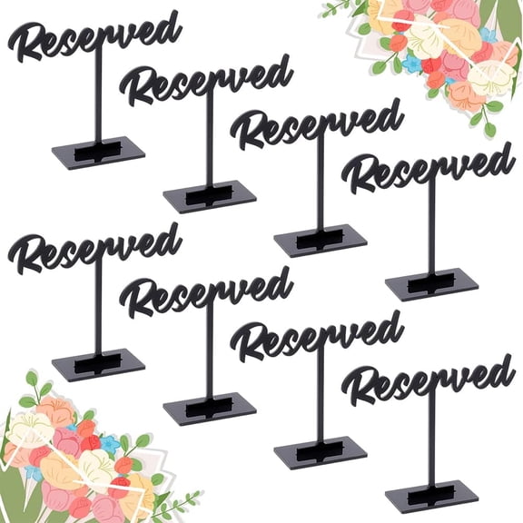 Acrylic Reserved Table Signs for Restaurant Bar Black 68~120x40~147x5mm 2pcs/set. diy