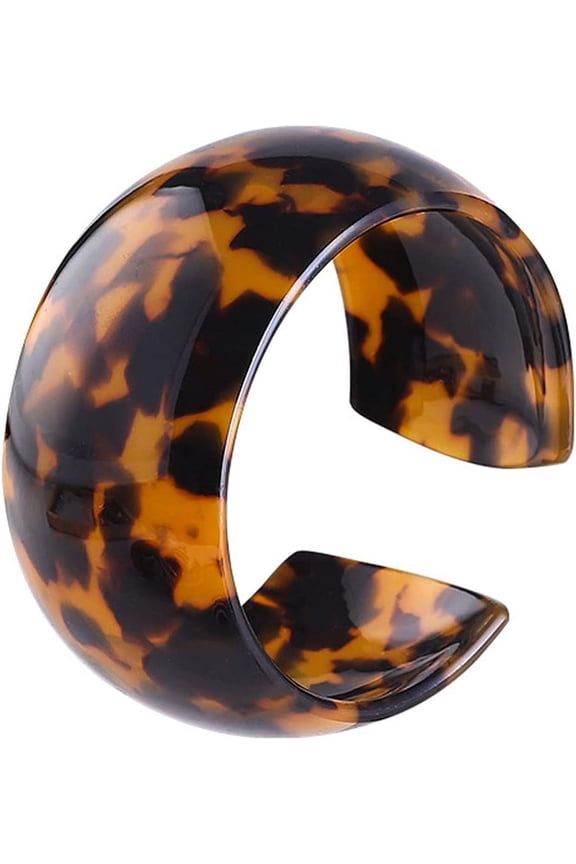 Acrylic Resin Rainbow Open Cuff Bangle Colorful Tortoiseshell Acetate Mottled Leopard Print Statement Bracelet Vintage Wide C Shaped Plastic Wristbands Bracelet for Women Girl Jewelry