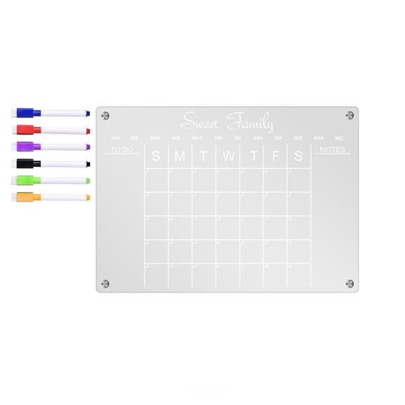 Acrylic Reusable Calendar Whiteboard for Refrigerator Door Includes Markers and Planning Board