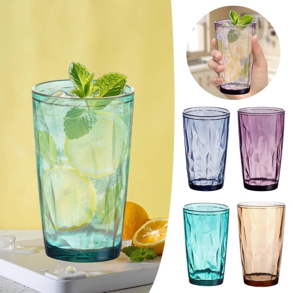 Acrylic Reusable Drinking Glasses (Set of 4) 20oz Water Cups in Jewel Tone Colors | BPA-Free Tumblers, Top-Rack Dishwasher Safe