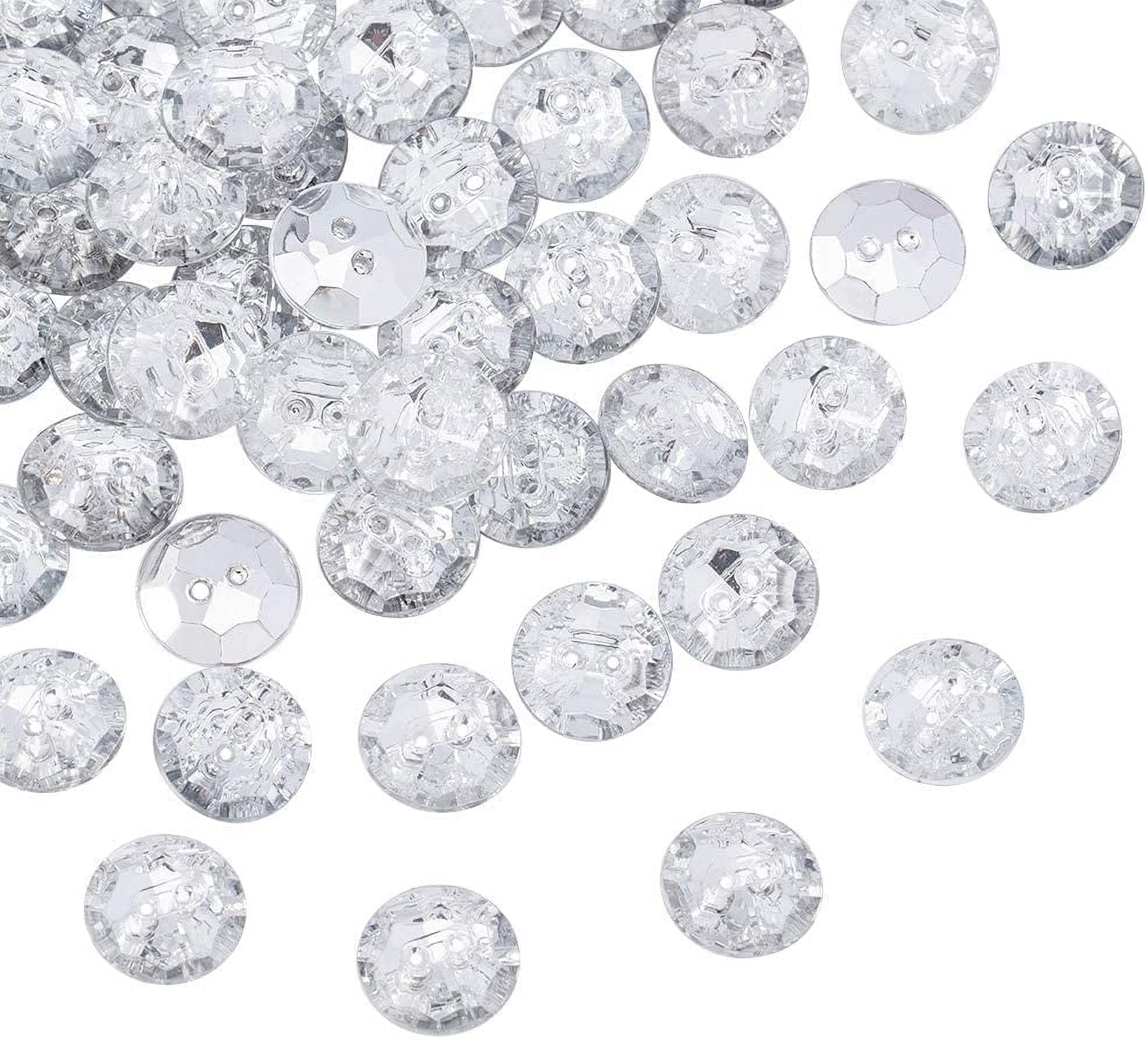 Acrylic Rhinestone Buttons 2-Hole Faceted Flat Round Crystal 13x3.5mm ...