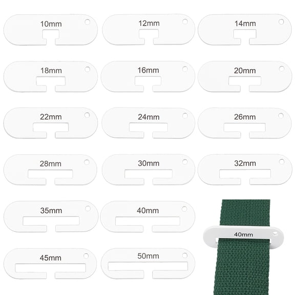 Acrylic Ribbon Width Measure Rulers Oval White 6x2x0.3cm 16pcs/set