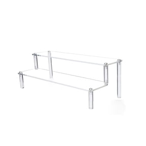 Acrylic Riser,Clear Display Risers Stand Perfume Organizer Cologne Acrylic Shelves for Figures Food Desserts Holder Collection 2 Layers