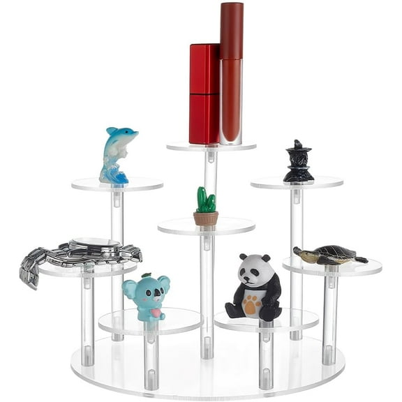 Acrylic Riser Display Shelf 8-Tier Clear Risers Stand Multilevel Round Acrylic Stands Mini Figure Display Riser Stand Collectibles Organizer Holder for Cupcake Collectibles Christmas