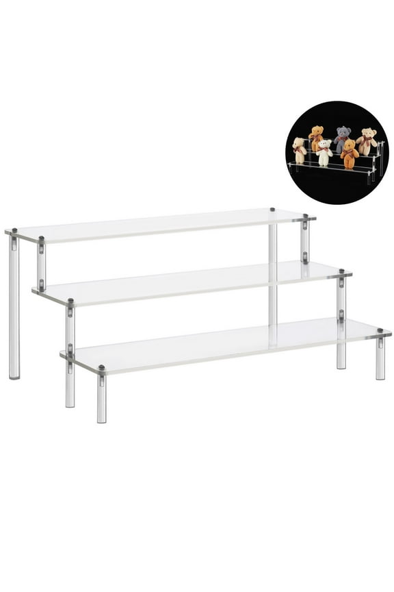 Acrylic Riser Display Shelf, Tabletop 3-Tier Display Riser Organizer, Countertop Display Stand, Large Showing Shelf for Display Cupcake/Perfume/Makeup Collection