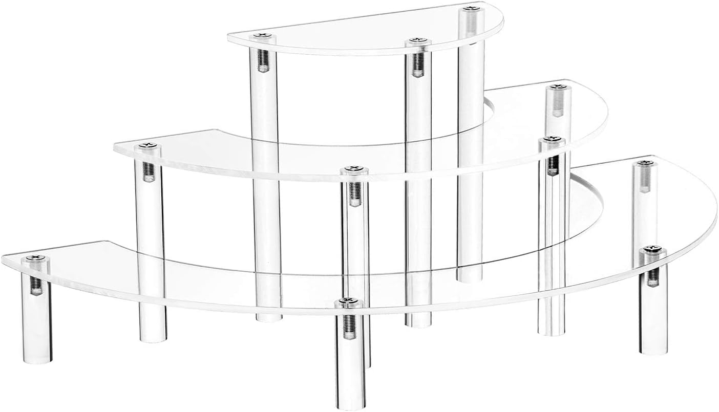Acrylic Risers Display Stand 3 Tier Clear Step Riser Half Moon