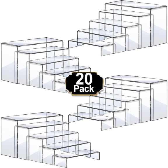 Acrylic Risers,Set Display Stands, Clear Rectangular Risers for Decor, Cupcake, Shoe Display.