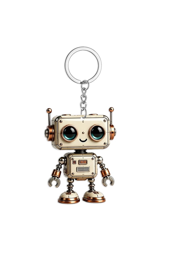 Acrylic Robot Keyring, Robot Pendant Bag Charm For Fans and Gadget Lovers, Keychain, Birthday Unique Tech-Inspired Geometric
