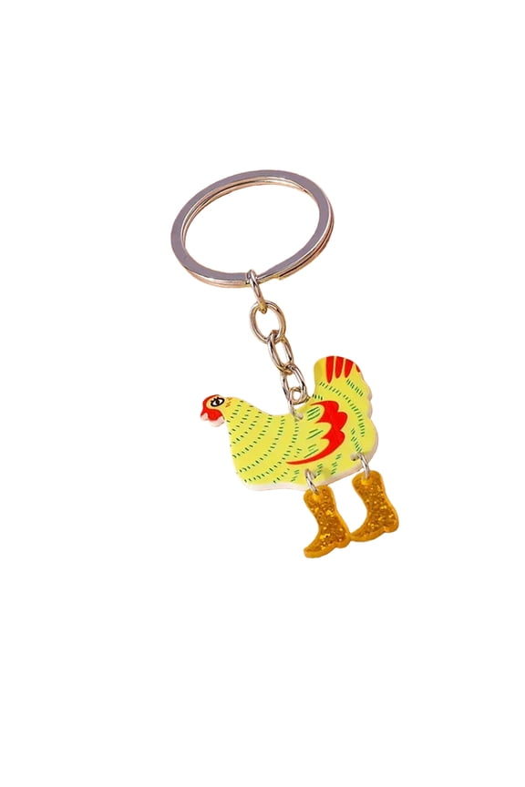 Acrylic Rooster Chicken Keyring Pendant Key Rings Women Girls Handbag Accessories for Everyday Use